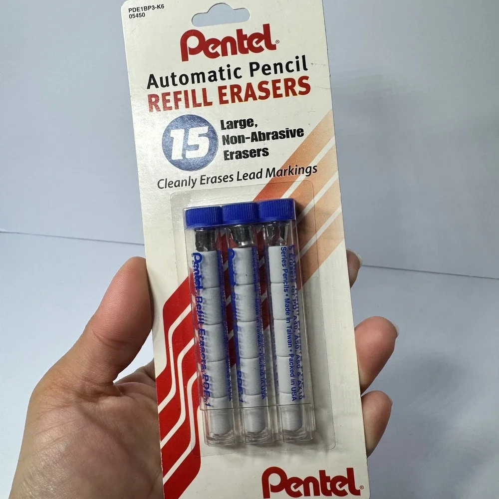 Pentel Automatic Pencil Refill Erasers 15 Ct.‎ Pack NEW White Large Non-Abrasive